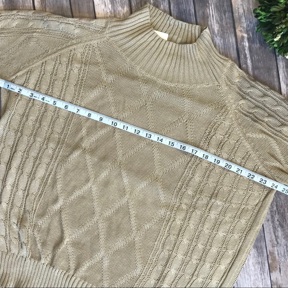 Beige Long Sleeve Mock Turtle Neck Sweater 31175TI - Picture 8 of 9